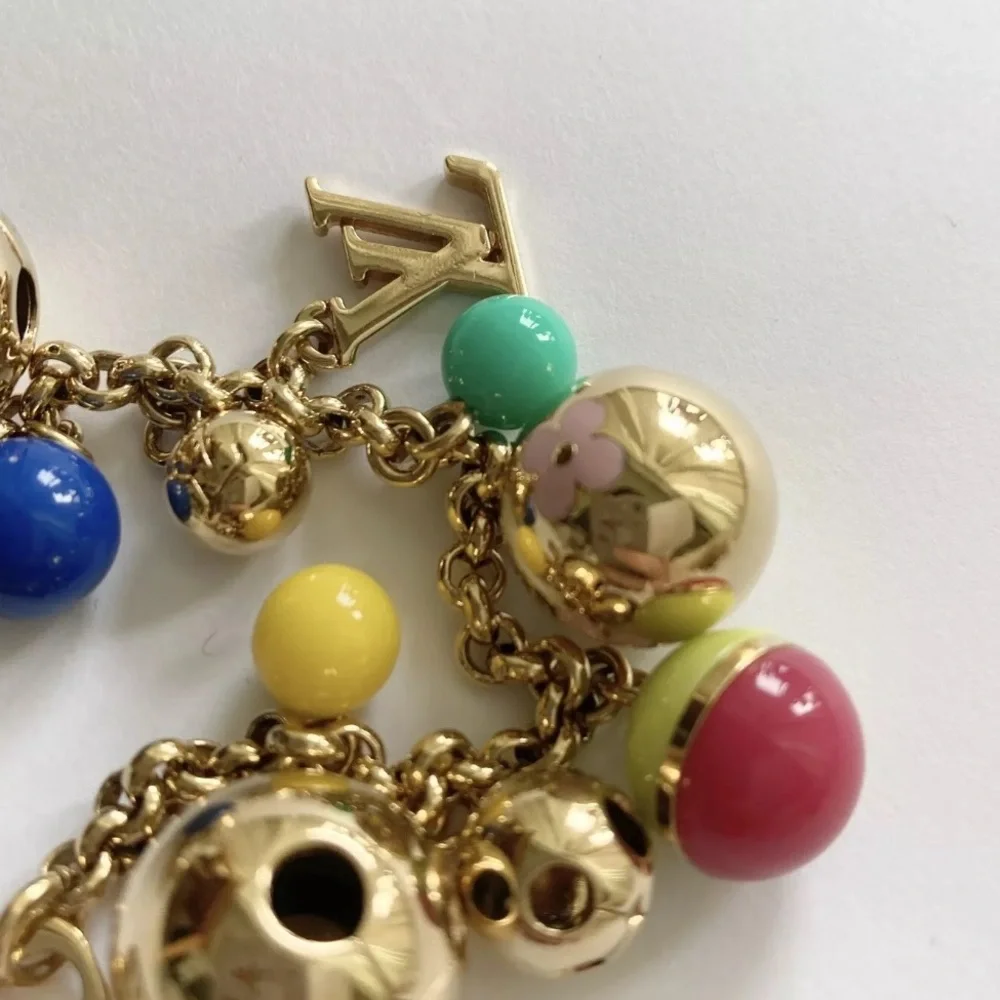 LOUIS VUITTON RARE Grelots Multicolor Gold Bag Charm Keychain Key Ring - Picture 8 of 11